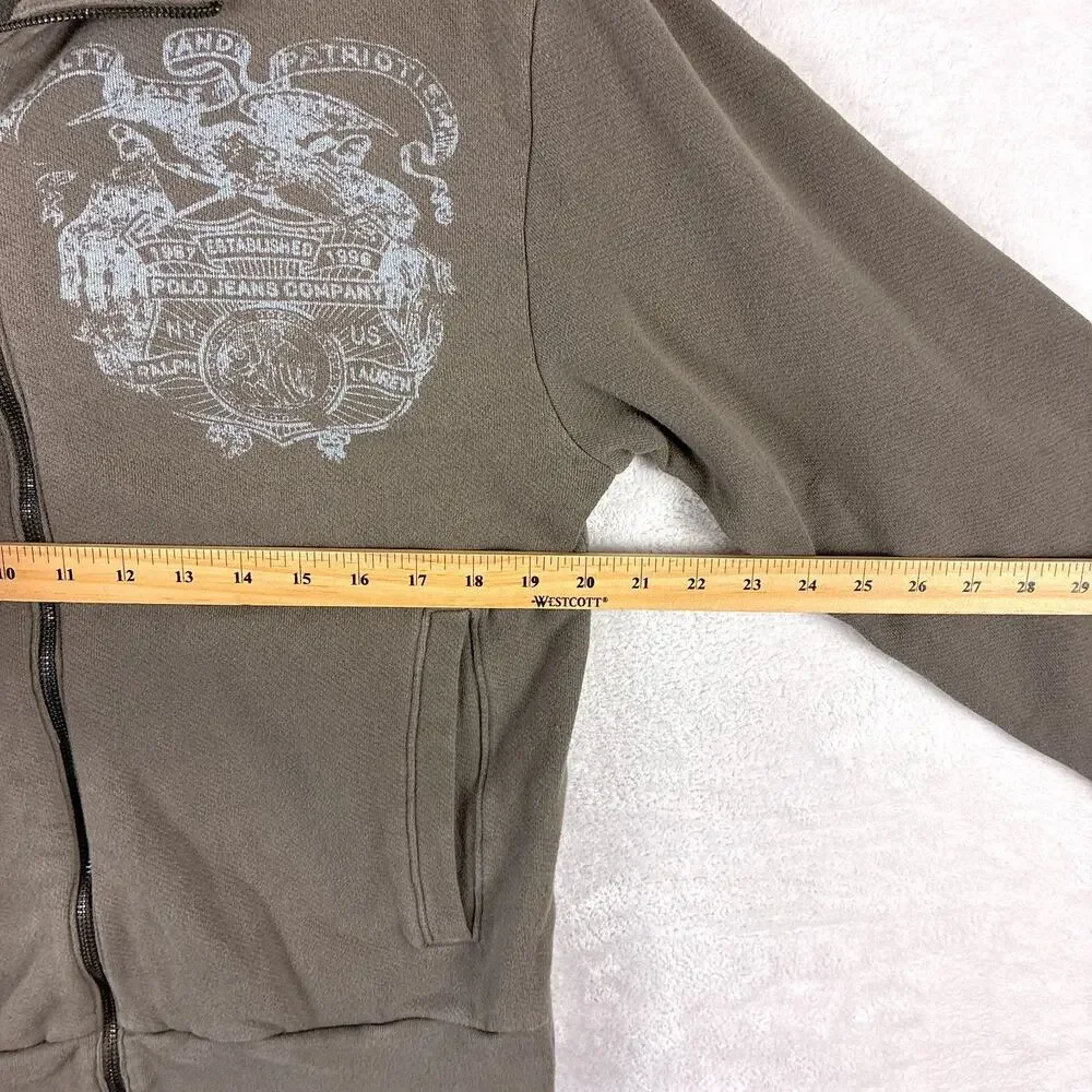 VTG Ralph Lauren Polo Jeans Co Jacket Men S Brown Full Zip Sweatshirt Preppy Y2K